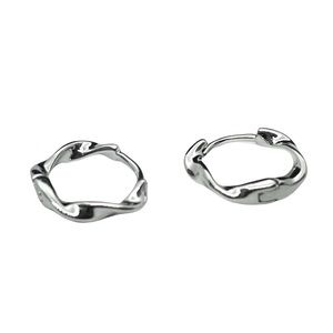 Delicate Silver Wave Huggie Hoops - 925 Sterling Silver with Stamp